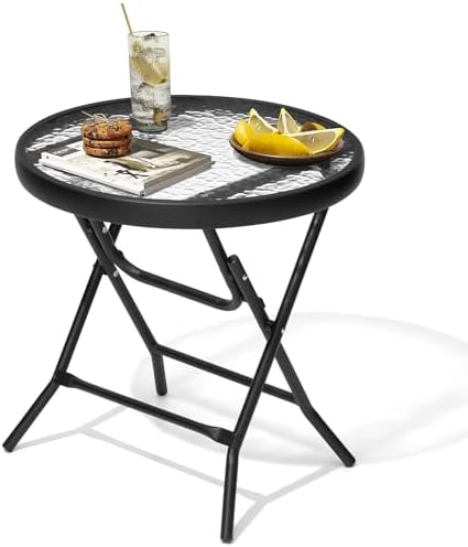 Outdoor Side Table, Small Patio End Table, Black by Enjoymyhome