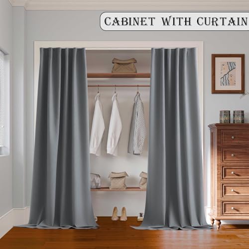 Room Divider Curtains with Ceiling Track, 95% Blackout Heavy Curtains Noise Reduction Privacy Curtain System Kits, 10 ft Wide x 9 ft Tall, Grey, 1 Panel - Image 2