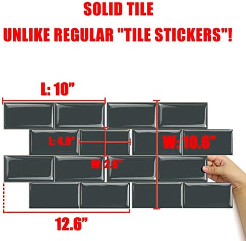 STICKGOO Peel and Stick Subway Tile, Stick on Tiles Backsplash for Kitchen & Bathroom in Dark Grey (Pack of 10, Thicker Design) - Image 2