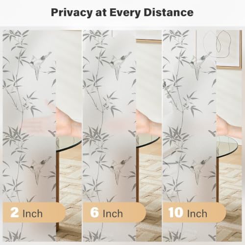 Finnez Window Privacy Film, Frosted Bamboo Window Cling, 17.5" x 78.7" - Image 6