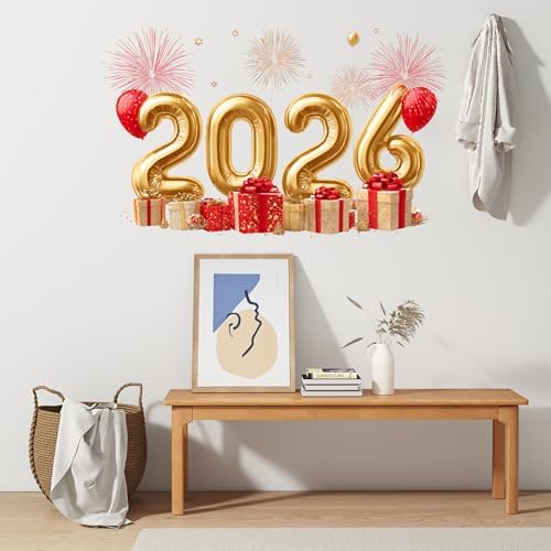 ANNA QUEEN 2026 Happy New Year Wall Decals | Peel and Stick Fireworks Balloon Wall Stickers – Removable Party Vinyl Wall Décor for Living Room, Office, Classroom & Window Displays - Image 7