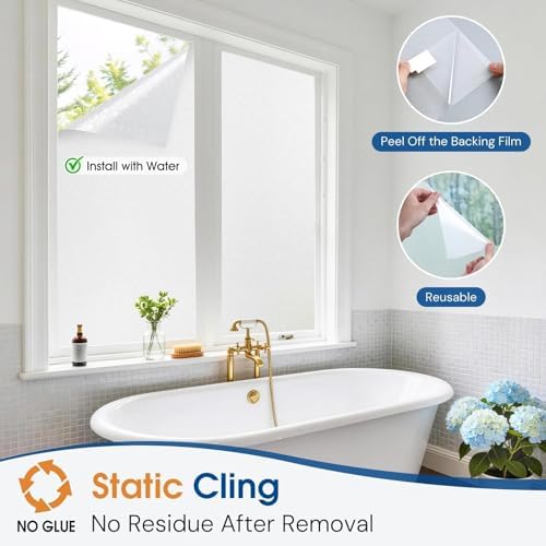 Homein Frosted Glass Window Privacy Film with Tools, Static Cling, Pure - Image 4