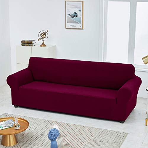 Joccun Christmas Stretch Loveseat Couch Cover Slipcover, 1-Piece Sofa Cover for 2 Cushion Couch Spandex Jacquard Washable Furniture Protector Cover for Living Room,Kids,Pets（Loveseat,Burgundy） - Image 4