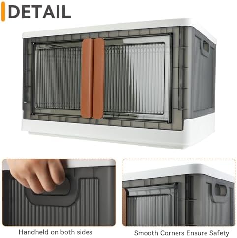 Storage Boxes, Extra Large Cabinet with Lids, 19 Gallon(72L) Capacity (Each One), 4 Packs, Useful Box with Door and Buckles, Foldable, Transparent, Excellent Home Organizers - Image 3