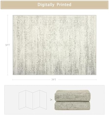 Washable Rugs 5x7 Area Rugs for Living Room,Bedroom,Dining Room-Beige Green - Image 2