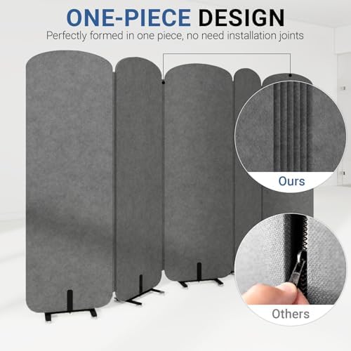 5-Panel Portable Room Divider, 123'' x 71'' Office Partition,Dark Grey - Image 4