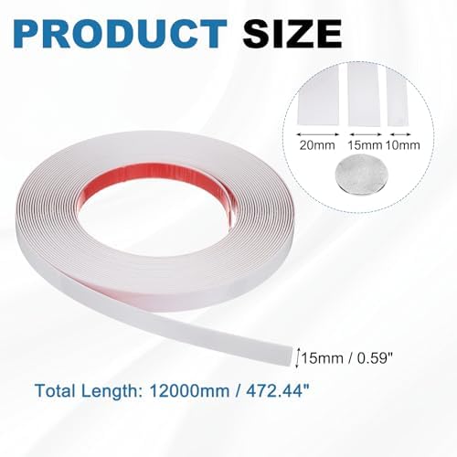 uxcell White Peel and Stick Molding Trim, 0.6 Inch x 39.4 ft Self-Adhesive Mirror Tape, Flexible PVC Border Strip for Wall Decoration Tile Edge Ceiling Floor Frame Furniture Decoration - Image 2