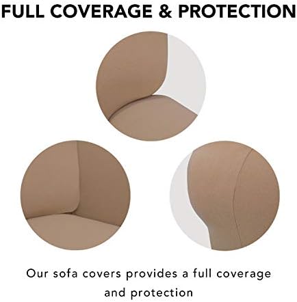 PureFit Super Stretch Chair Covers Fleece Couch Covers for Sofa Camel - Image 3