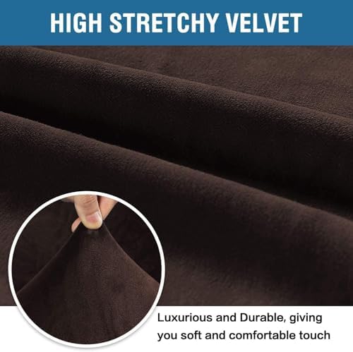 H.VERSAILTEX Stretch Velvet Sofa Covers for 3 Cushion Couch Covers Furniture Protector Soft with Non Slip Elastic Bottom, Crafted from Thick Comfy Rich Velour (Large Sofa 90"-97", Chocolate) - Image 3