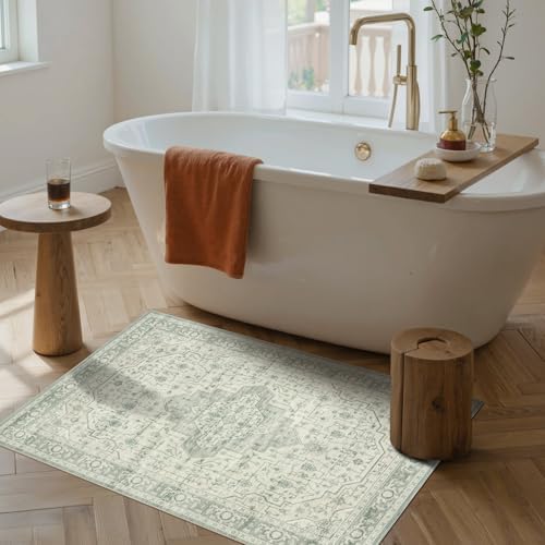2x3 Green Washable Entryway Rug,Small Door Mat for Bathroom Kitchen - Image 2
