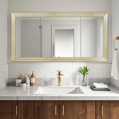 DESOMINOR 27FT Black Border Peel &Stick Black Wood Grain Wallpaper Border Removable Waterproof Bathroom Mirror Frame Sticker (Ivory, 2'' x 324'') - Image 3