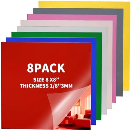 Cutting Mirror Acrylic Shee Acrylic Sheets for Laser Cutting 1/8 inch 8X8 by YMYKLB