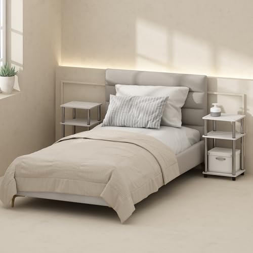 Furinno JUST Set of 2 Toolless 3-Tier Night Stand, White Oak - Image 2