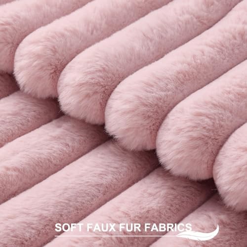 Pallene Faux Fur Decorative Throw Pillow Covers 16x16 Set of 2, Blush Pink - Image 2