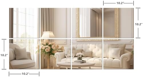 Vlush Full Length Wall & Tiles 10.2'' x 10.2'' x 8PCS Full Body Mirror, Full Length Mirror Wall Mounted Mirrors Decorative for Home Gym, Door, Bedroom & Bathroom - Image 2