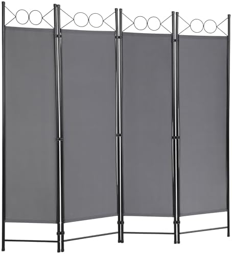 FDW 4-Panel Folding Room Divider | 6ft, Light Grey | Light & Portable by PayLessHere