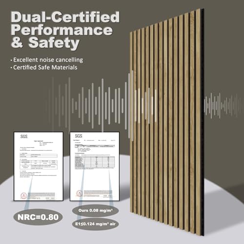 Acoustic Wall Panels, 2 Pack Wood Slat Wall Panel, Soundproof Wall Panels, 3D Textured Wall Decor for Ceiling and Wall, 47.2" x 23.6", in Walnut Finish - Image 3