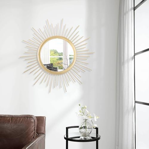 Gold Mirrors for Wall Metal Sunburst Wall Mirrors Home Décor Decorative Hanging Wall Art for Living Room Bedroom Entryway Large 24" x 24" - Image 4