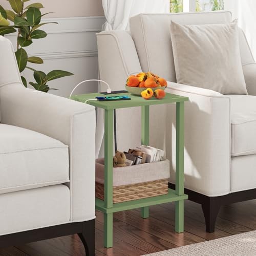 TUTOTAK End Table with Charging Station, Side Table, Nightstand - Image 4