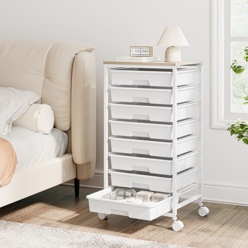 TOOLF Rolling Storage Cart with 8 Drawers,White - Image 2