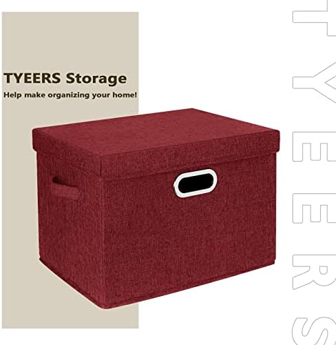 TYEERS Large Collapsible Storage Bins with Lids, Organization Bins for Closet Storage, Clothes Storage, Folding Storage Box with Lids for Home Office Storage - 3 Pack - Red Wine - Image 7