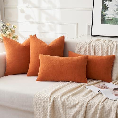 MIULEE Halloween Fall Burnt Orange Chenille Couch Pillow Covers, 20x20 - Image 5