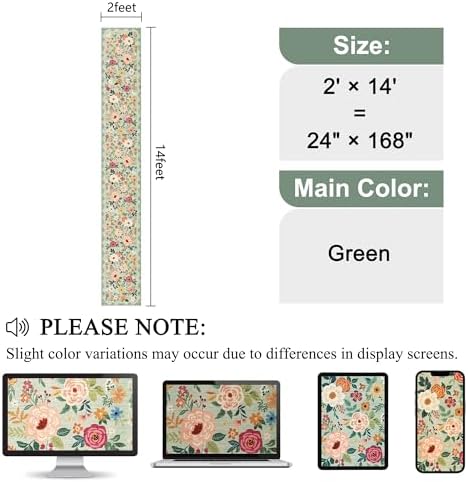 DUKINO 2x14 Runner Rug, Washable Long Kitchen Runner Rug Non Slip, Green - Image 2