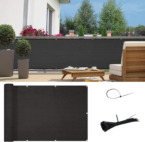 SUNNY GUARD 3' x 18' Balcony Privacy Screen, HDPE Patio Railing Cover Fence by SUNNYGUARD