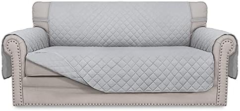 Easy-Going Sofa Slipcover Reversible Loveseat Sofa Cover Couch Cover for 2 Cushion Couch Furniture Protector with Elastic Straps for Pets Kids Dog Cat (Oversized Loveseat, Light Gray/Light Gray) by Easy-Going
