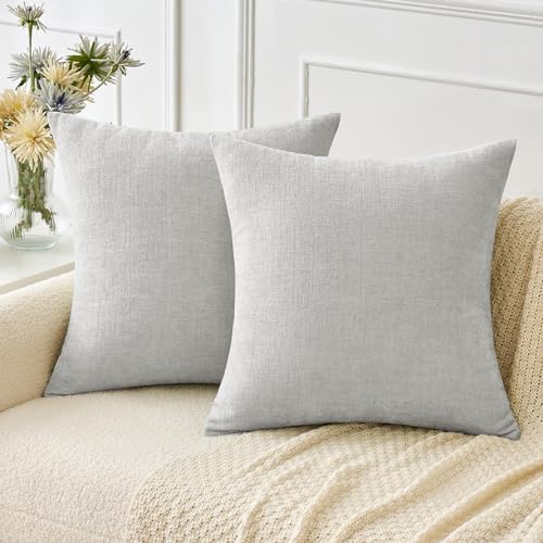 MIULEE Soft Chenille Throw Pillow Covers Light Gray 16x16 Inch Pack of 2 by MIULEE