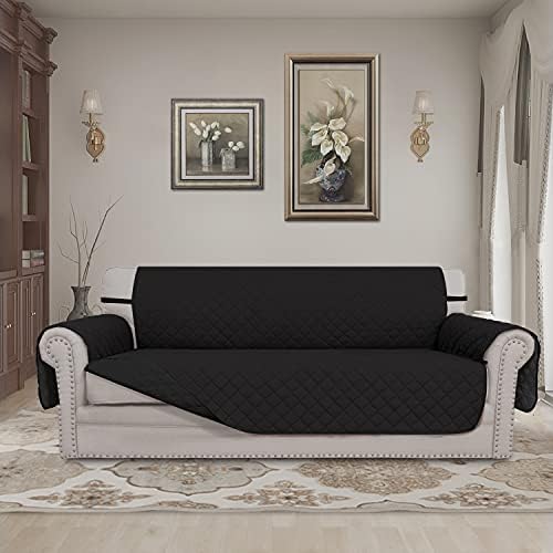 Easy-Going 4 Seater Sofa Slipcover Reversible Sofa Cover Water Resistant Couch Cover with Foam Sticks Elastic Straps Furniture Protector for Pets Children Dog Cat (XX-Large, Black/Black) - Image 2