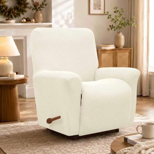 KEKUOU Recliner Chair Covers, 1-Piece Lazy Boy Recliner Covers, Beige - Image 6