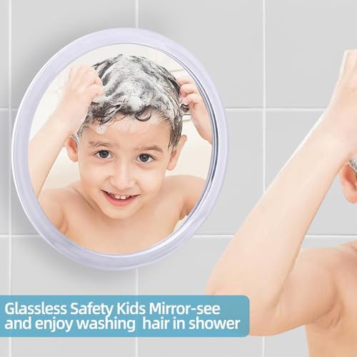 Fogless Shower Mirror for Shaving and Makeup with 3 Removable Powerful Suction Cups, Shatterproof Anti Fog Mirror for Shower and Bathroom, Glassless Safety Kids Mirror - Image 5