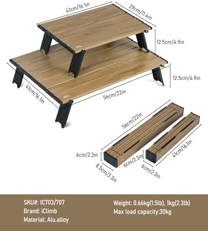 iClimb Ultralight Compact Mini Folding Alu. Table (Nature - L) - Image 3