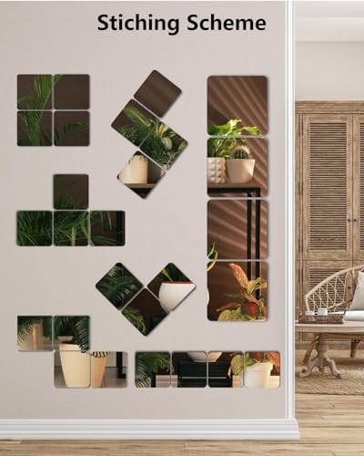 Unbreakable Small Wall Mirror Tiles, 8Pcs 14x14 Inch Wall Mirrors Decorative Adhesive Plastic Mirror for Classroom,Peel and Stick On Mirrors for Wall, Toddler Shatterproof for Walls Decor - Image 2