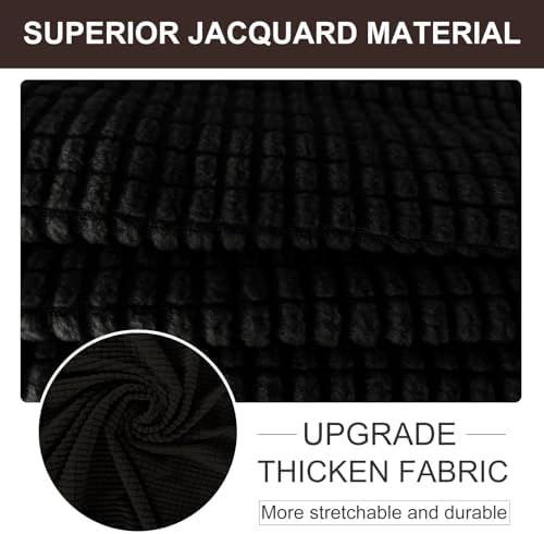U-NICE HOME 4 Seater Stretch Couch Cover for 3 Cushion Sofa, Black - Image 4