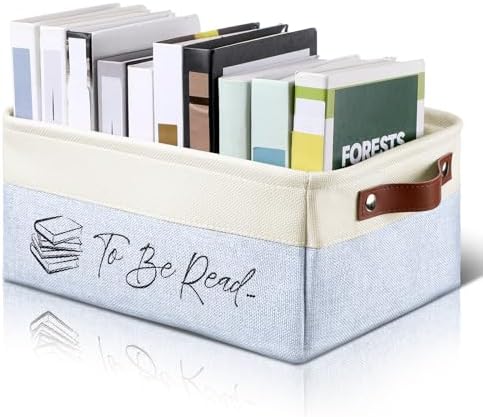 Marsui 1 Pcs TBR Basket Book Storage Bin Bookish Gifts, Blue White by Marsui