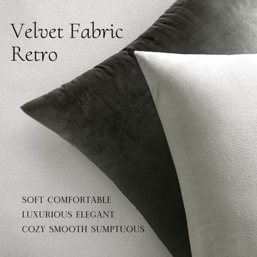 MIULEE Velvet Throw Pillow Covers 18x18 Inch Pack of 2 Greyish White - Image 5