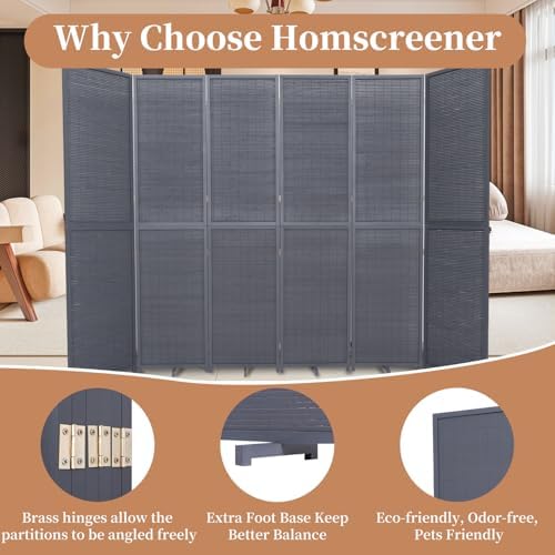 Room Divider Folding Privacy Screens,Hand-Made Natural Bamboo Room Dividers - Image 3