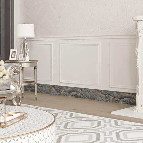 Wallercity Black/Gold Marble Wallpaper Border for Bathroom Peel and Stick Borders Trim Self Adhesive Marble Contact Paper Waterproof Border Stickers for Mirror Frame Wall Corner Blackboard 3.94x197 IN - Image 6