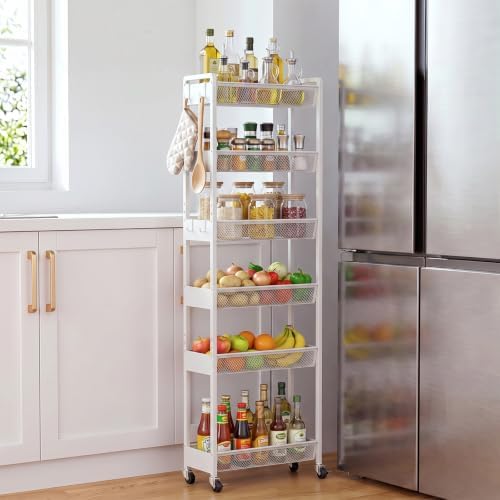 Delamu 6 Tier Slim Rolling Storage Cart, Utility Metal Narrow Cart 7.1" W by DELAMU