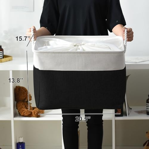 TheWarmHome Organization and Storage for Shelves - Extra Jumbo 3 Pack 20.5x15.7x13.8 inch Fabric Storage Basket for Organizing, Storage Bins for Shoes Towel Blanket (White & Black) - Image 5