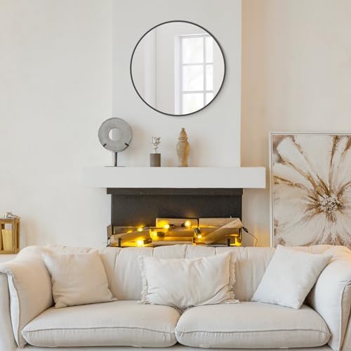 WallBeyond Round Wall Mirror 20 inch Black Circle Mirror for Bathroom with Metal Framed, Round Black Mirror for Wall Decor, Vanity, Entryway Living Room - Image 5