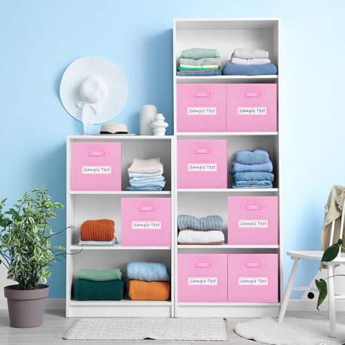 Fabric storage cubes (8 Pack) 13 Inch Cube Storage Bin, cube organizer bins with 8 Labels Window Cards & a Pen, Foldable cube organizer bins and Storage Box, Light Pink - Image 6