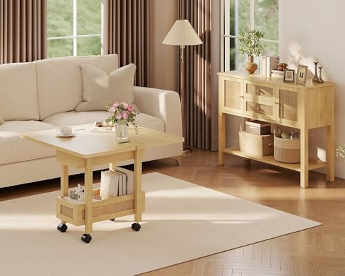 YOSHOOT Narrow End Table with Charging Station, Small Bedside Table - Image 2