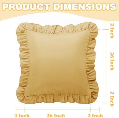 KKJIAF 2 Pack Ruffle Pillow Cases 26x26 Inches, Gold - Image 3