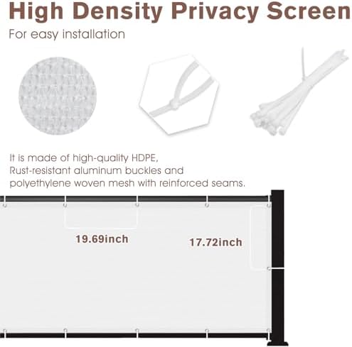 SUNNY GUARD 2.5' x 10' Balcony Privacy Screen, HDPE Patio Railing Cover Fence - Image 6
