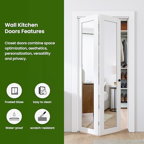 SMARTSTANDARD 36" x 80" Bifold Doors, Mirror Closet Folding Doors, MDF - Image 4