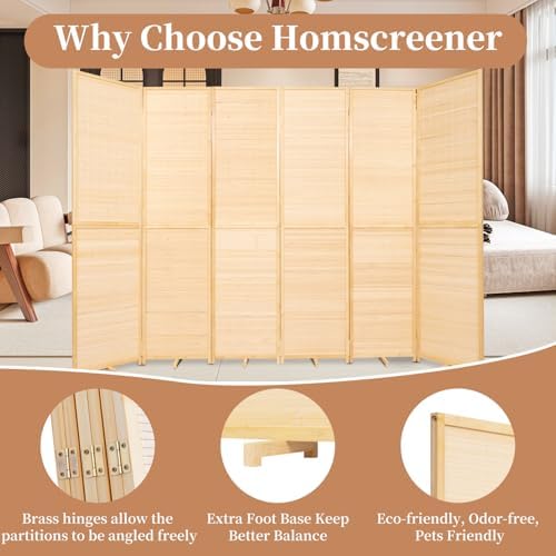 Room Divider Folding Privacy Screens,Hand-Made Natural Bamboo Room Dividers - Image 3
