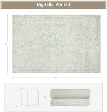 6x9 Washable Area Rugs for Living Room,Bedroom,Dining Room(Concrete Grey) - Image 2